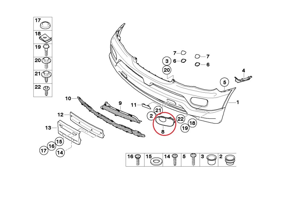 BMW X5 SERİSİ SİS FAR ÇERCEVESİ - L - E53 YAN SANAYİ
