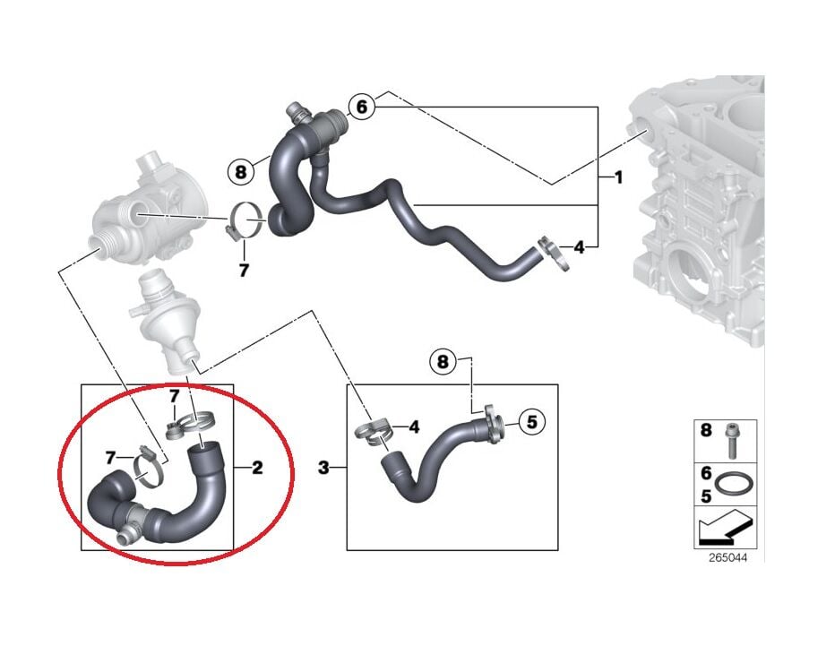 BMW 3-5 SERİSİ TERMOSTAT HORTUMU F10.F20.F30 YAN SANAYİ
