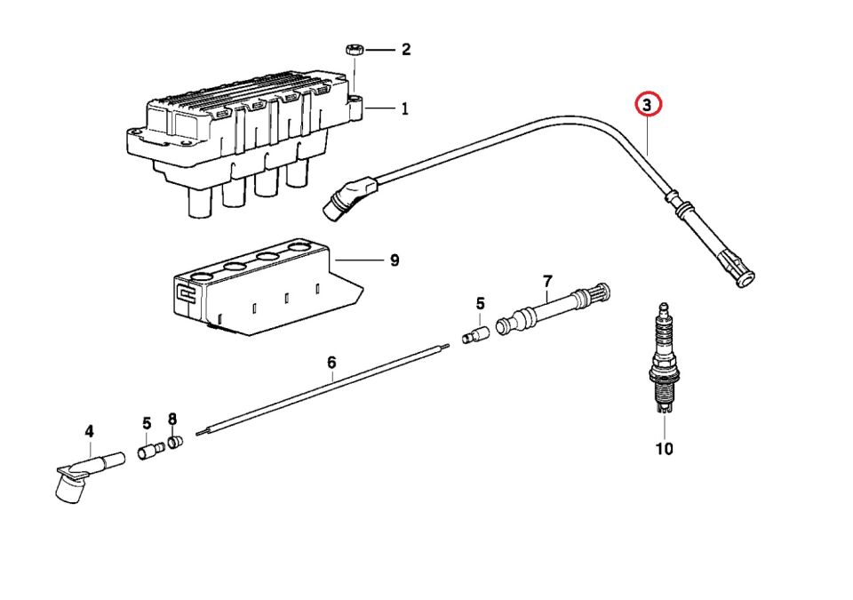 BMW 3 SERİSİ BUJİ KABLO SETİ - DİRENÇLİ - E36.M43 YAN SANAYİ