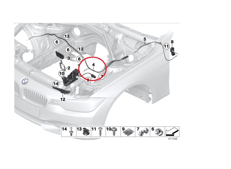 BMW 1-3 SERİSİ MOTOR KAPUT ÖN KUMANDA TELİ F20.F30 YAN SANAYİ