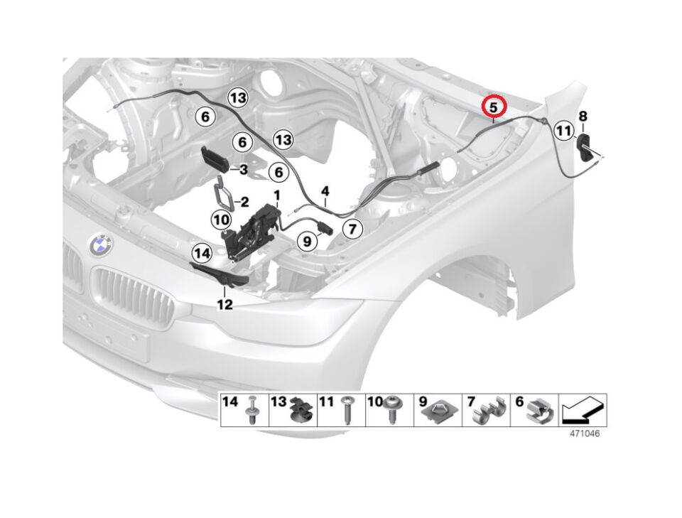 BMW 3 SERİSİ KAPUT AÇMA TELİ ARKA F30.F32 YAN SANAYİ