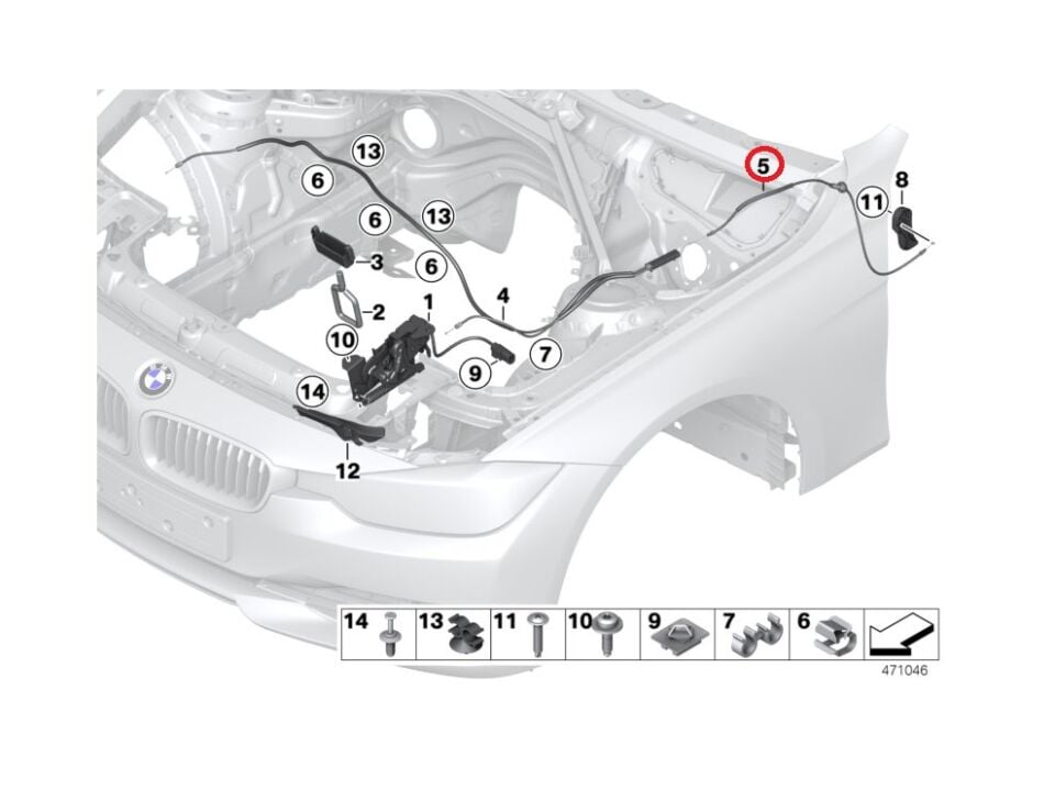BMW 3 SERİSİ KAPUT AÇMA TELİ ARKA F30.F32 YAN SANAYİ