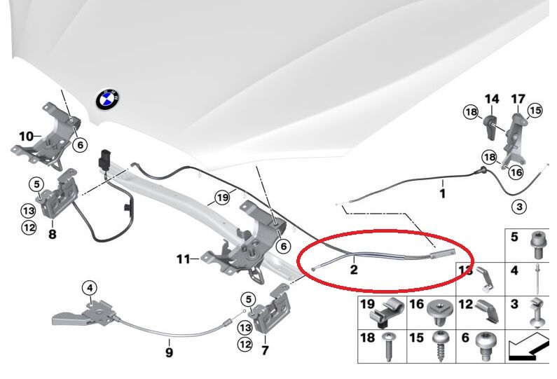 BMW X5 SERİSİ KAPUT TELİ ORTA F15 YAN SANAYİ
