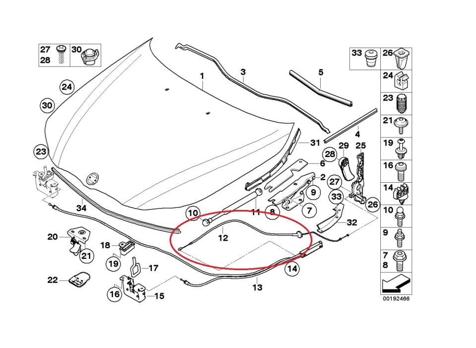 BMW 5 SERİSİ KAPUT TELİ ARKA LCI E60.E63.E64.LCI YAN SANAYİ