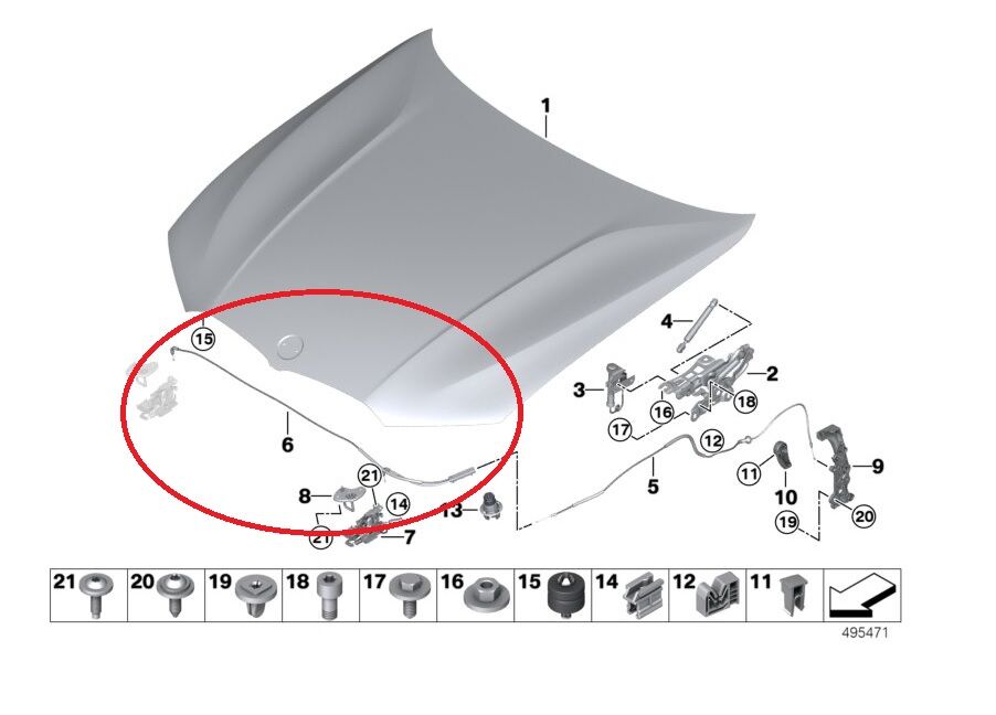 BMW 3 SERİSİ ÖN KAPUT TELİ G20 YAN SANAYİ
