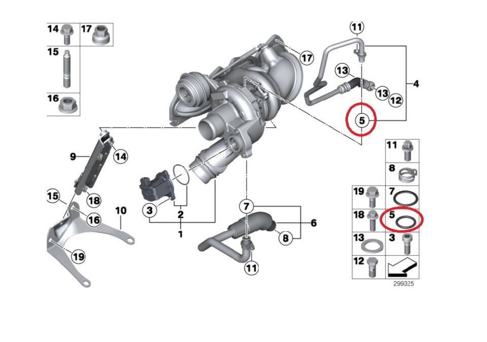 BMW 3 - 5 SERİSİ TURBO ORİNGİ F20.F30.G20.G30.F15 ORİJİNAL