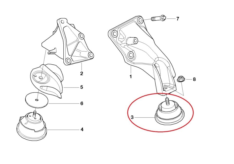 BMW 3 SERİSİ MOTOR KULAK TAKOZU L E46.M47.M43 YAN SANAYİ