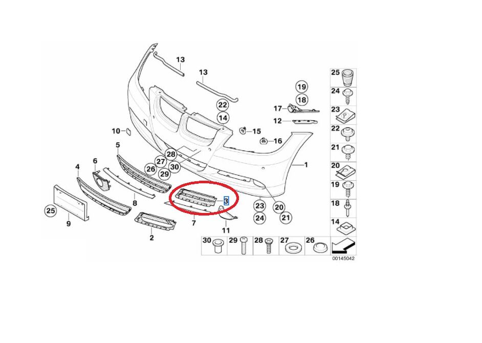BMW 3 SERİSİ ÖN TAMPON IZGARASI R E90 YAN SANAYİ