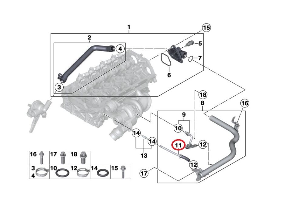 BMW 1-3 SERİSİ TURBO ALT SU HORTUMU F20.F30.N13 YAN SANAYİ