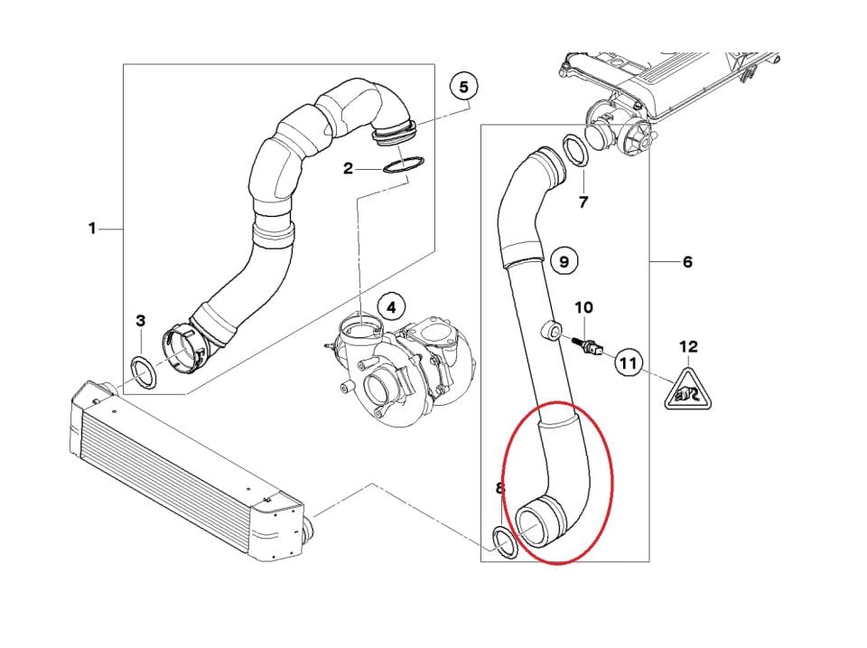 BMW X6 SERİSİ TURBO HORTUMU - ALT - KISIM E53.3.0d.M57N YAN SANAYİ