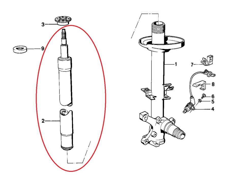 BMW 5 SERİSİ ÖN AMORTİSÖR KISA TİP E34 YAN SANAYİ