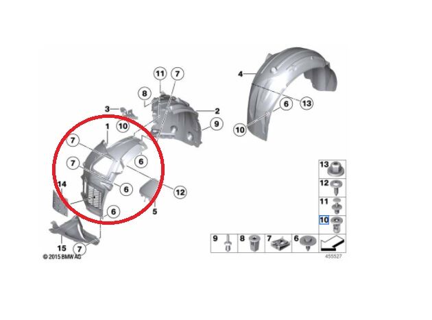 BMW 5 SERİSİ ÖN ÇAMURLUK ÖN DAVLUMBAZI - R - SAĞ F10 YAN SANAYİ