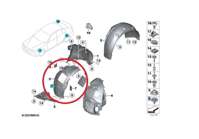 BMW 3 SERİSİ ÖN ÇAMURLUK DAVLUMBAZI - R - SAĞ F30 YAN SANAYİ