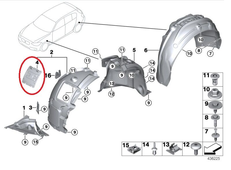 BMW 1-3 SERİSİ ÖN ÇAMURLUK DAVLUMBAZ KAPAĞI F20.F30.F32 YAN SANAYİ