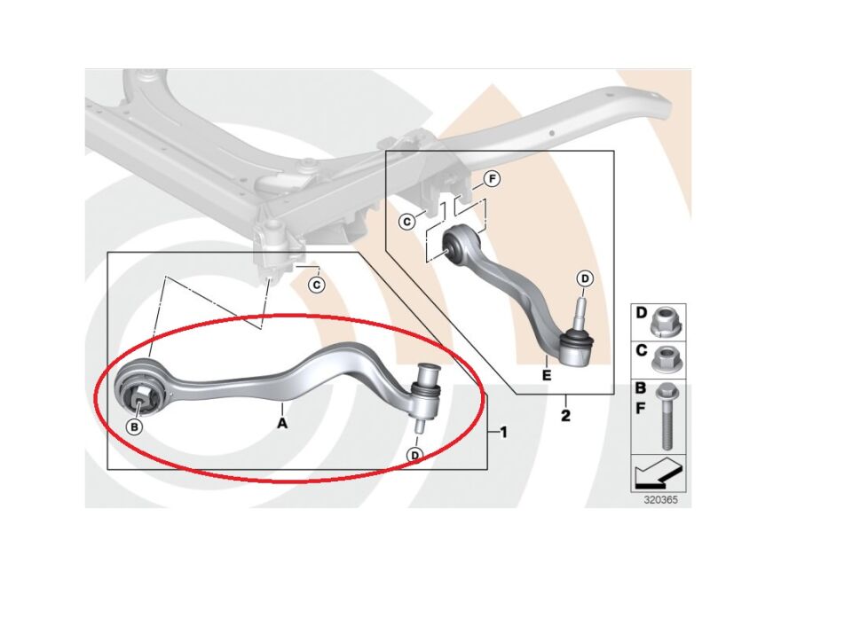 BMW 5 SERİSİ ÖN SALINCAK ÜST - L - E60.LCI YAN SANAYİ