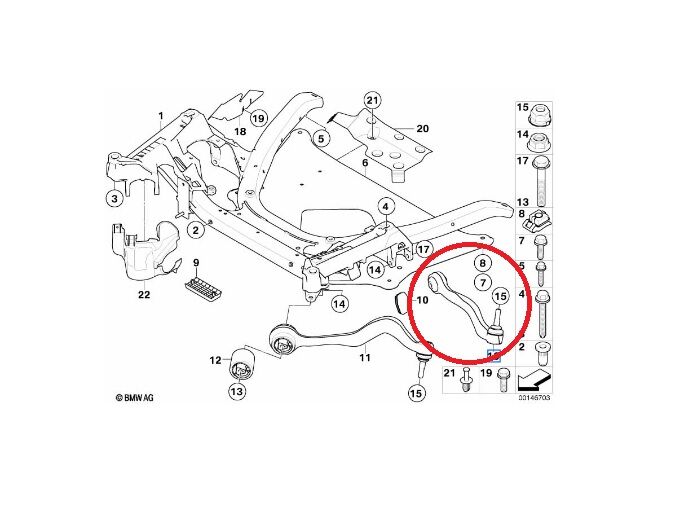 BMW 5 SERİSİ ÖN SALINCAK ALT - R - SAĞ - E60.LCI YAN SANAYİ