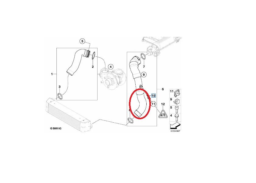 BMW 5 SERİSİ TURBO HORTUMU ALTA GELEN E60.520d. YAN SANAYİ