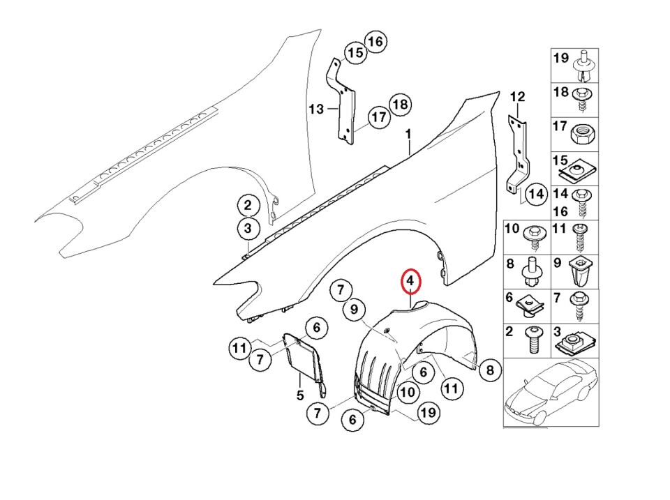 BMW 7 SERİSİ ÖN ÇAMURLUK DAVLUMBAZI - L - E65.E66.E67 YAN SANAYİ