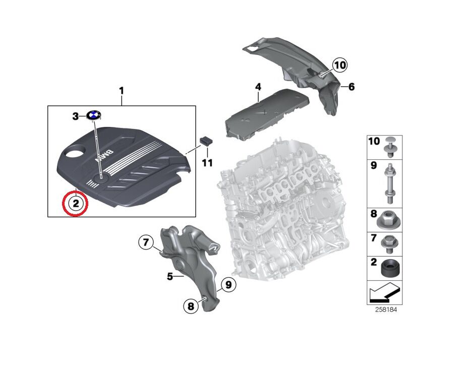 BMW 3-5 SERİSİ HAVA FİLTRE KUTUSU ALT TAKOZU E90.F20.F10.F30.E87 YAN SANAYİ