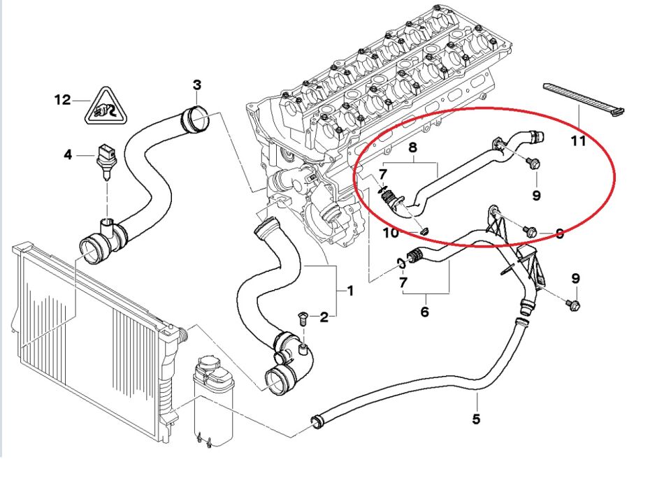 BMW 3 - 5 SERİSİ SİLİNDİR KAPAK SU BORUSU E38.E39.E46.X5 YAN SANAYİ