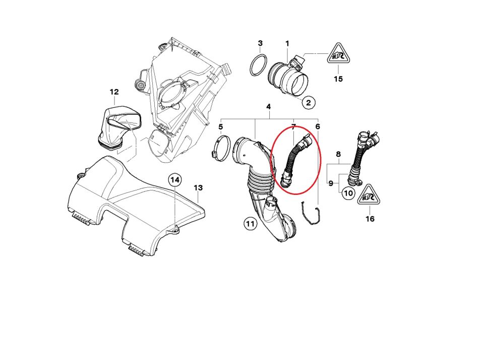 BMW 1-3 SERİSİ TEMİZ HAVA BORUSU E87.E90.E92.X5 YAN SANAYİ