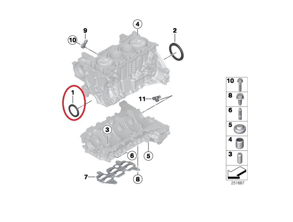 BMW 1-3 SERİSİ ÖN KRANK KEÇESİ 61*75*8 F20.F30.R55 ELRİNG