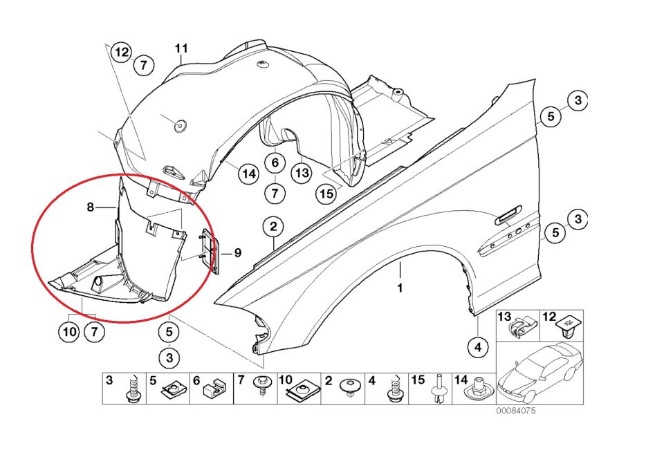 BMW 3 SERİSİ ÖN ÇAMURLUK UC DAVLUMBAZI - L - E46/4.E46/2 YAN SANAYİ