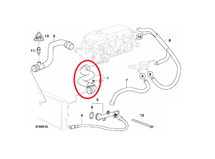 BMW 3 SERİSİ RADYATÖR ÜST HORTUMU E46.M43 YAN SANAYİ