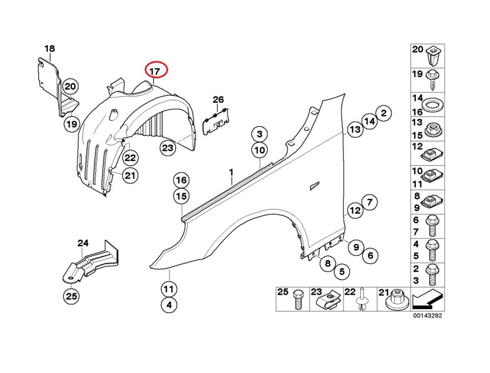 BMW 5 SERİSİ ÖN ÇAMURLUK DAVLUMBAZI - L  TAYVAN - E60.E61 YAN SANAYİ