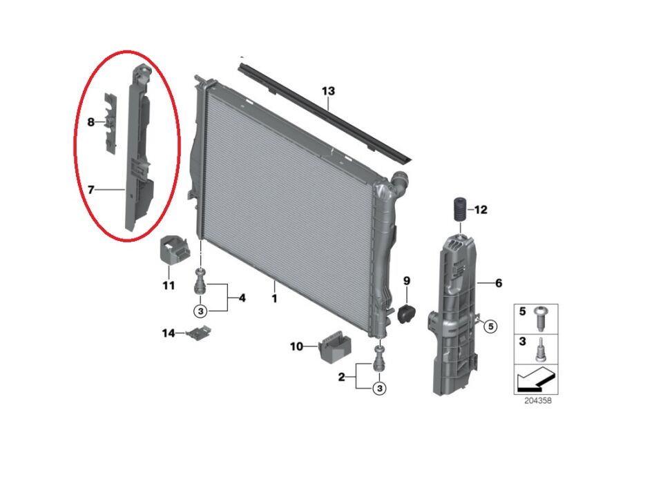 BMW 1-3 SERİSİ RADYATÖR YAN KAPLAMASI R E87.E90.E92.X1 YAN SANAYİ