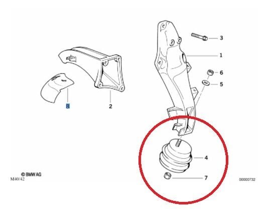 BMW 3 SERİSİ MOTOR KULAK TAKOZU E36.M40.M43 YAN SANAYİ