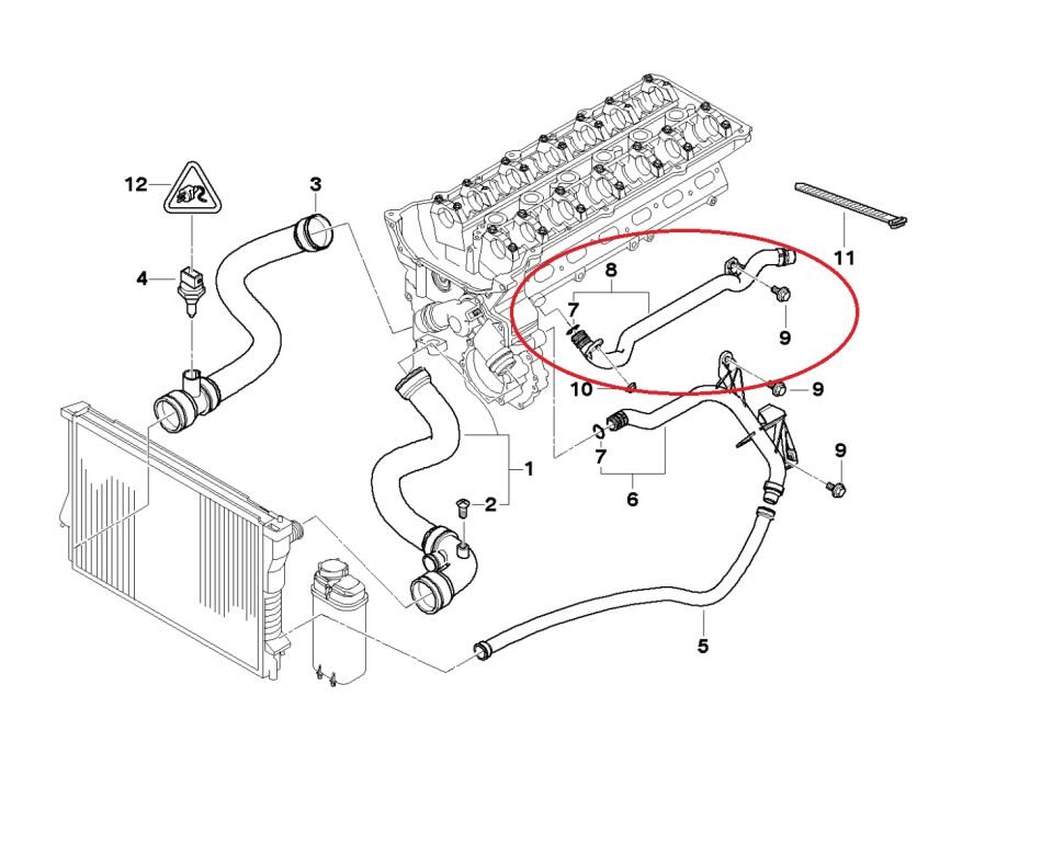 BMW 3-5 SERİSİ SİLİNDİR KAPAK ALT SU BORUSU E46.E39 FEBİ