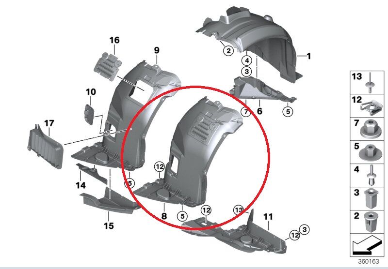 BMW 3 SERİSİ ÖN ÇAMURLUK UC DAVLUMBAZI - L - E90.LCI YAN SANAYİ