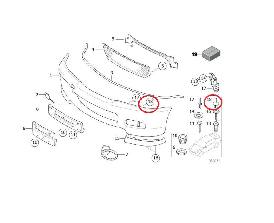 BMW 3-5 SERİSİ TAMPON KLİPSİ E36.E46.E39.F10.F30.E38 10 LU YAN SANAYİ