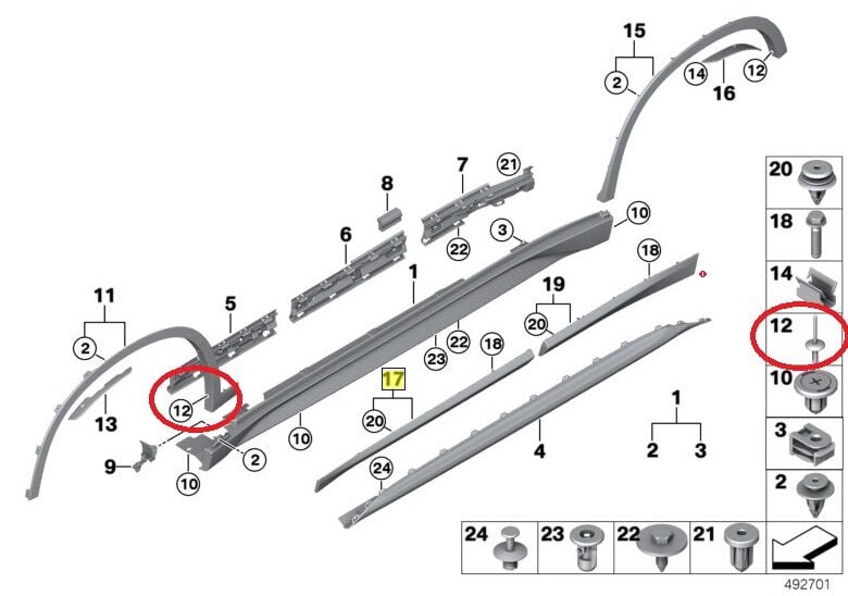 BMW 3 - X5 SERİSİ ÇAMURLUK KAPLAMA KLİPSİ PERÇİN E90.E70.X5 10 LU YAN SANAYİ