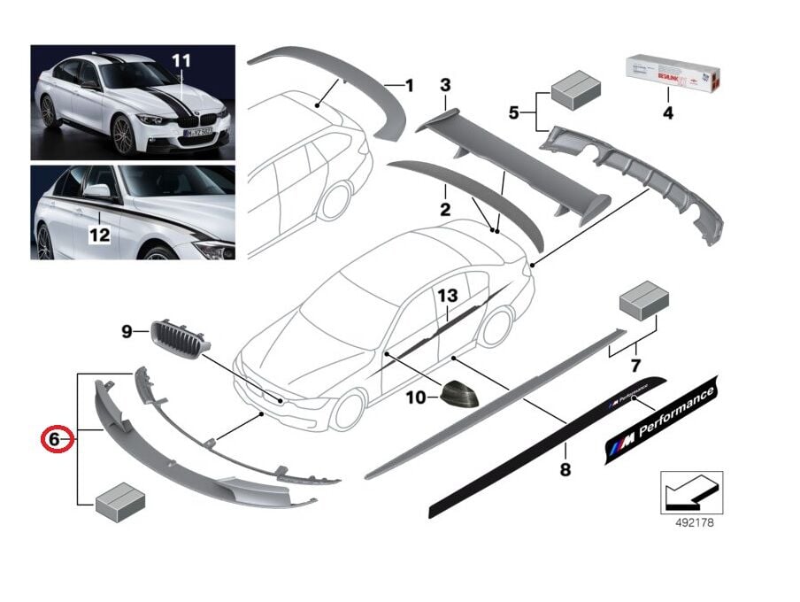 BMW 3 SERİSİ ÖN TAMPON SPOYLERİ - M - LİP TAİWAN - PARLAK SİYAH F30 YAN SANAYİ