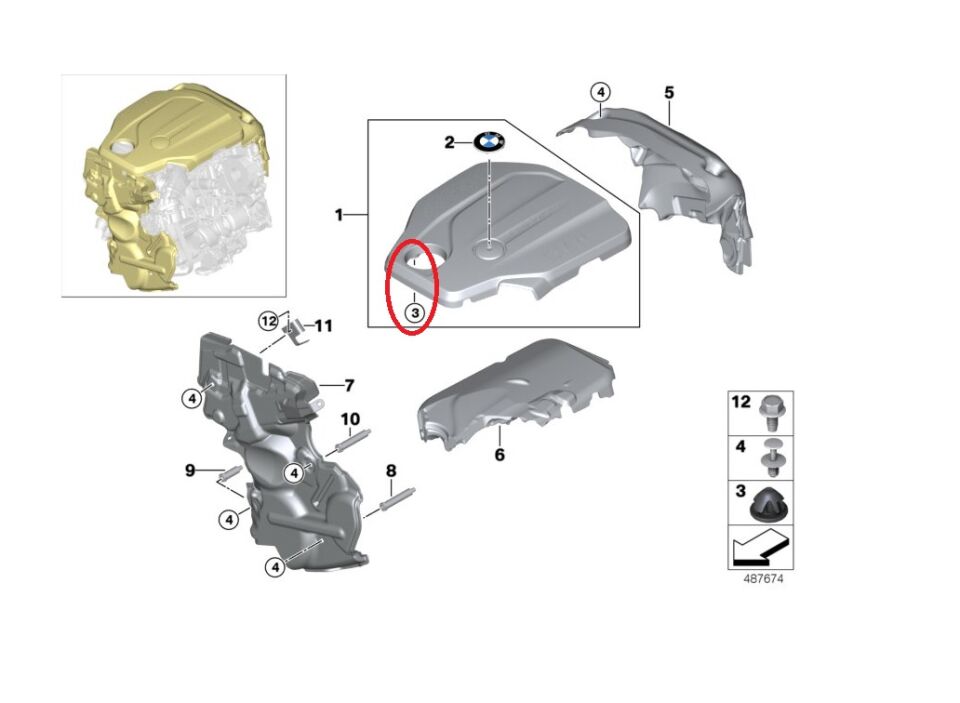 BMW 3-5 SERİSİ MOTOR ÜST KAPAK LASTİĞİ F20.F30.G20.E90.F10.G30 3 LÜ YAN SANAYİ