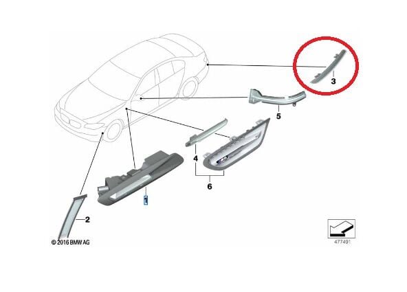 BMW 5 SERİSİ ARKA TAMPON REFLEKTÖRÜ - L - M - F10 USA YAN SANAYİ