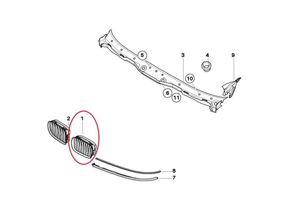 BMW 5 SERİSİ PANJUR - L - Y.M - SİYAH KROM - E39 YAN SANAYİ