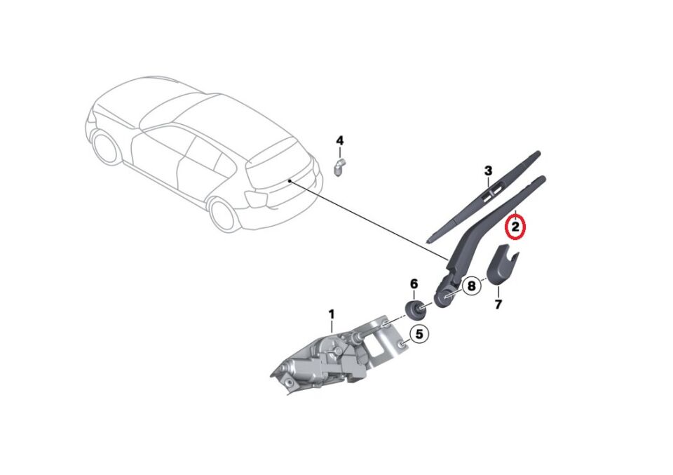 BMW 1 SERİSİ ARKA SİLECEK KOLU F20 YAN SANAYİ