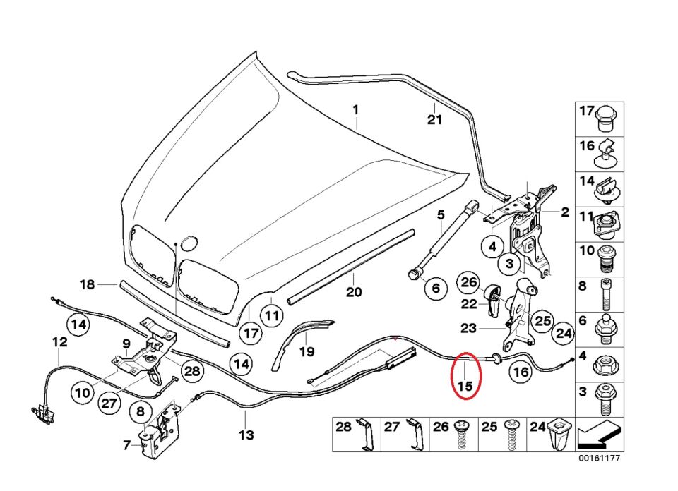 BMW X5 SERİSİ MOTOR KAPUT İÇDEN AÇMA TELİ E70.E71 YAN SANAYİ