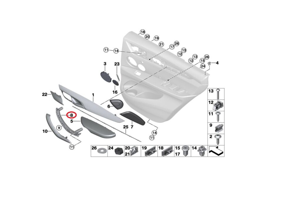 BMW X5 SERİSİ KAPI İÇ ÇEKME KOLU - L - SİYAH - F15 YAN SANAYİ