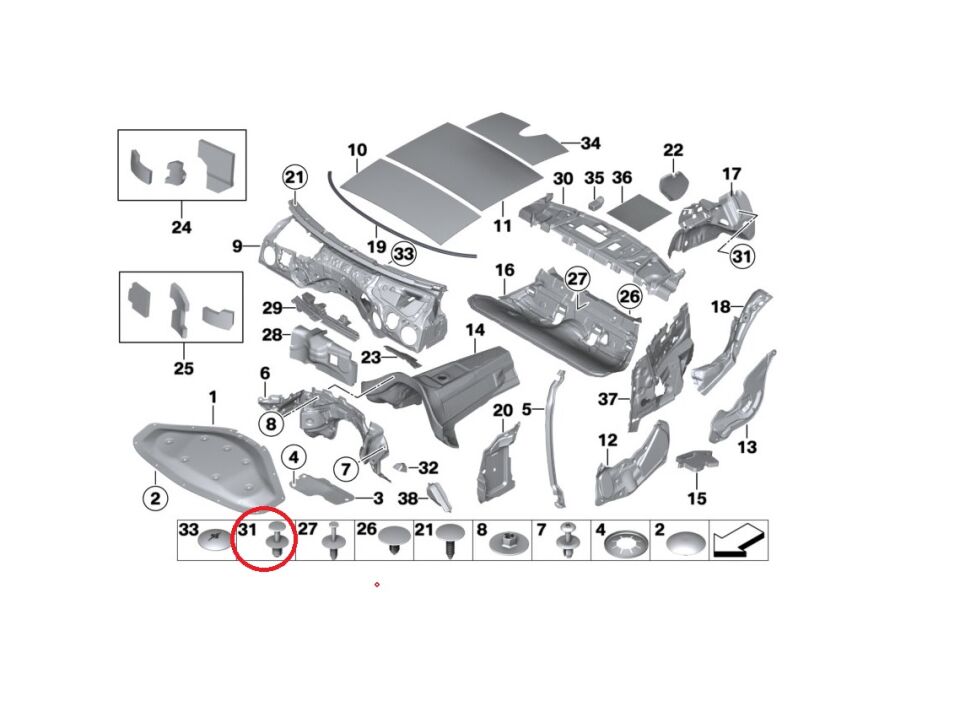 BMW 3-5 SERİSİ BAGAJ KLİPSİ E39.E46.E36.E60 10 LU YAN SANAYİ