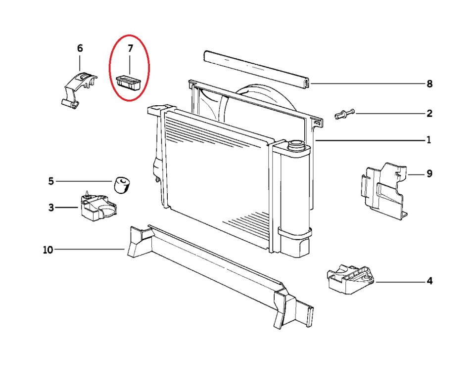 BMW 3-5 SERİSİ RADYATÖR ÜST TUTUCU LASTİĞİ E36.E34 YAN SANAYİ