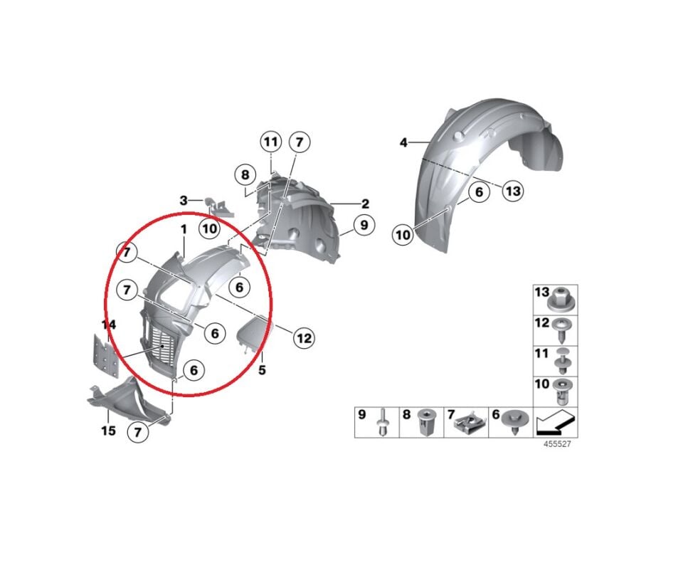 BMW 5 SERİSİ ÖN ÇAMURLUK ÖN DAVLUMBAZ R L F10 TAKIM YAN SANAYİ
