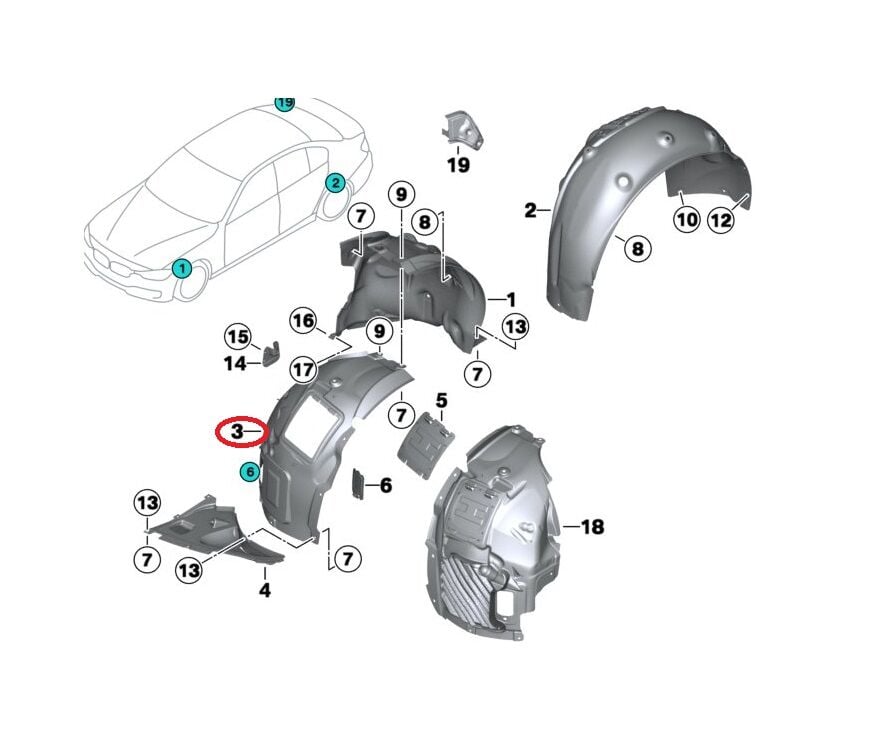 BMW 1-3 SERİSİ ÖN ÇAMURLUK DAVLUMBAZI L R F20.F30 TAKIM YAN SANAYİ