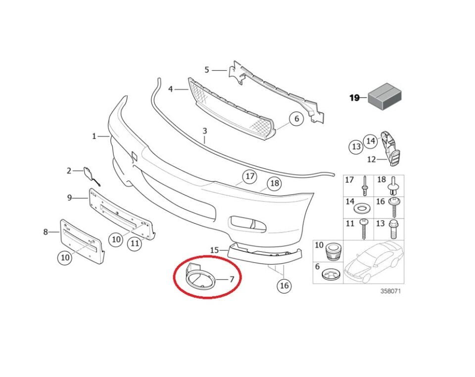 BMW 3 SERİSİ ÖN TAMPON SİS FAR ÇERÇEVESİ R - M - E46 YAN SANAYİ