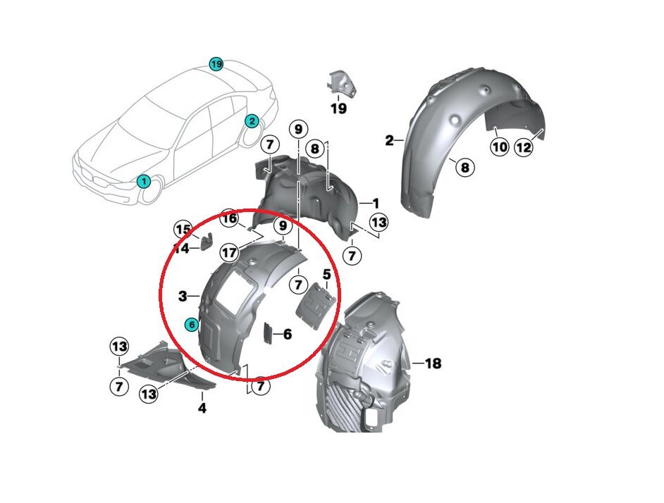 BMW 1-3 SERİSİ ÖN ÇAMURLUK DAVLUMBAZI - L - F20.F30 YAN SANAYİ