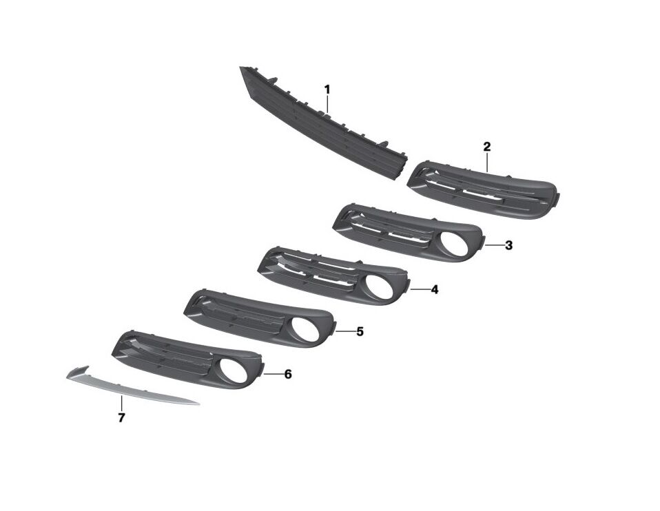 BMW 5 SERİSİ ÖN TAMPON IZGARASI YARI KAPALI - R - LED F10 YAN SANAYİ