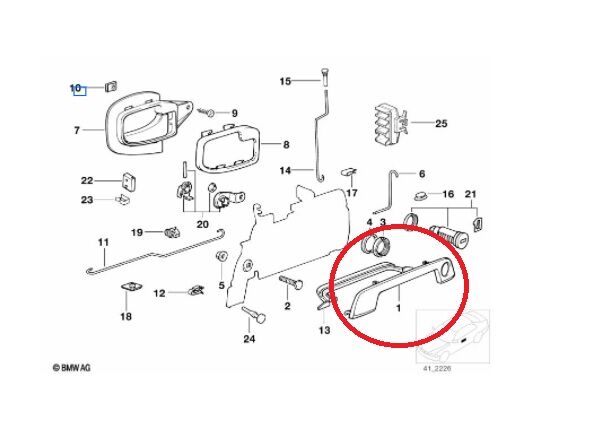 BMW 3-5 SERİSİ ÖN KAPI KOL DIŞ ÇERÇEVESİ - L - E36.E34 YAN SANAYİ